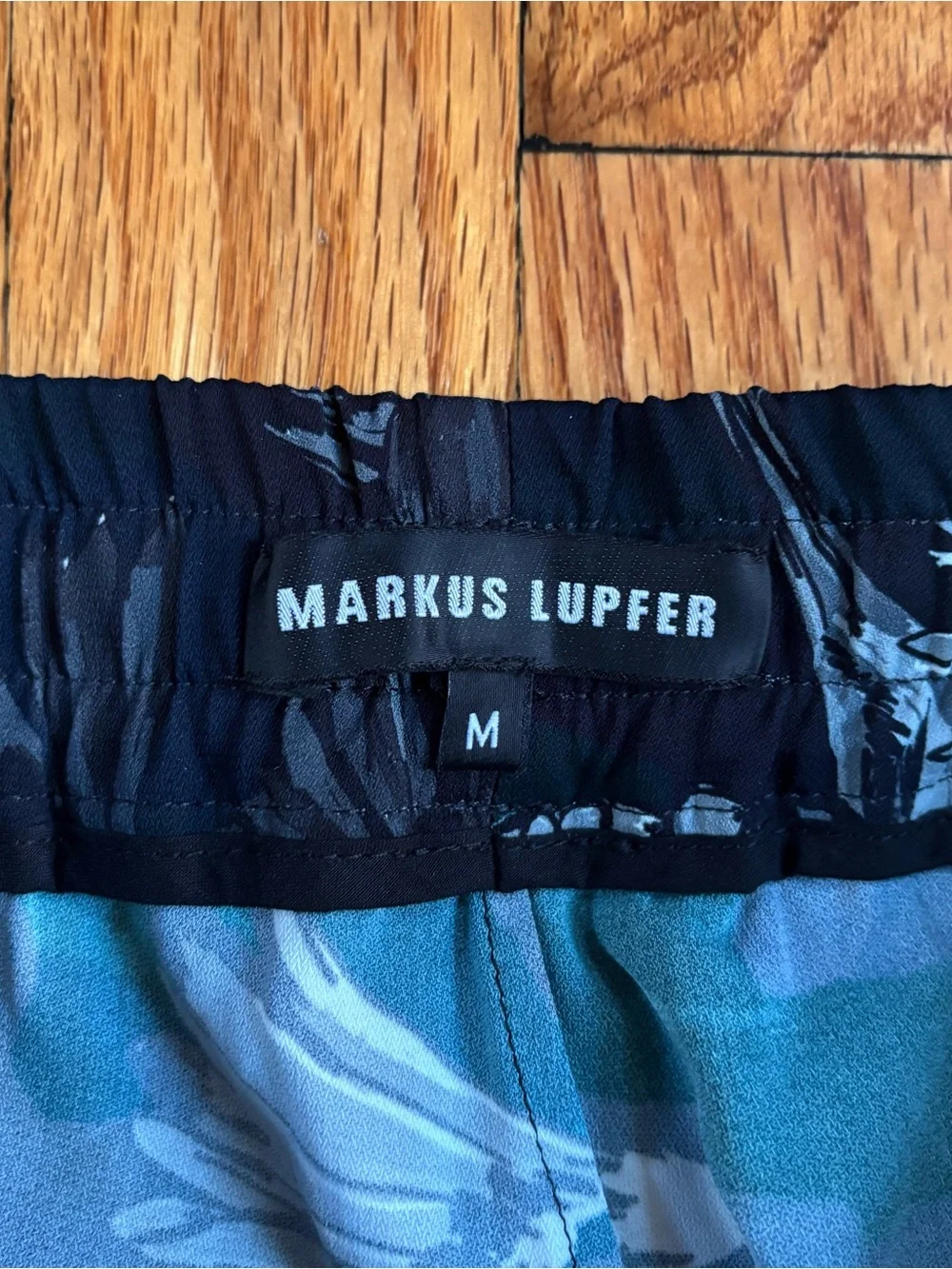 Markus Lupfer Black Joggers with Green and White Bird Print